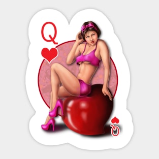 Queen of Hearts Pin Up Game Card Sticker